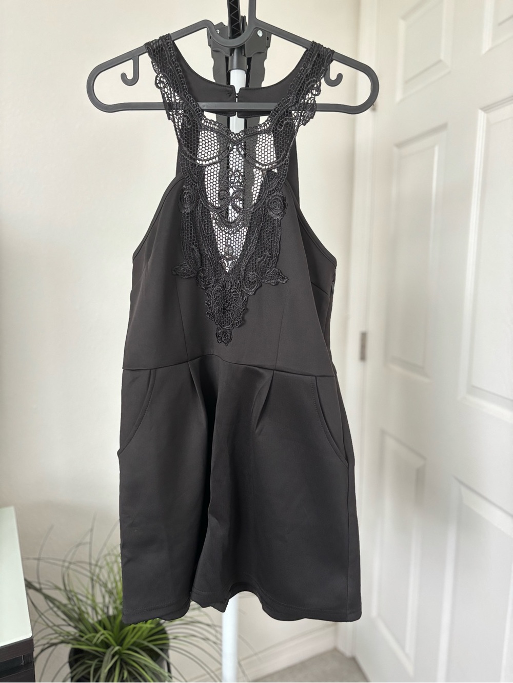 Roommates Black Lace-Back Romper